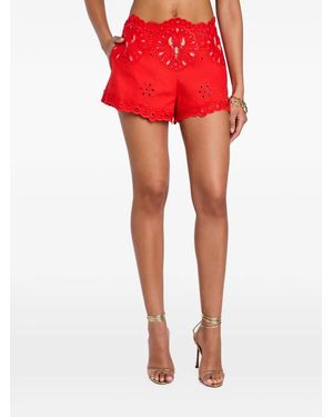 retroféte Caliane Broderie Anglaise Shorts - Red