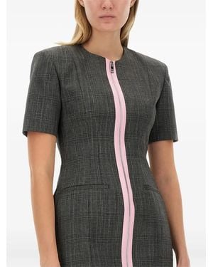 MSGM Zip-Up Short-Sleeve Mini Dress - Grey