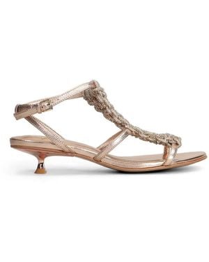 Marc Ellis Crystal-Embellished Metallic Sandals - White