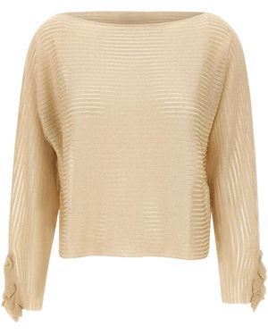 Liu Jo Striped Ruffled Top - Natural