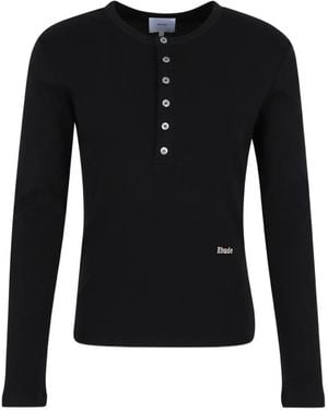 Rhude Button Long-Sleeve T-Shirt - Black