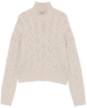 Max Mara Cosmo Cable-Knit High-Neck Sweater - White