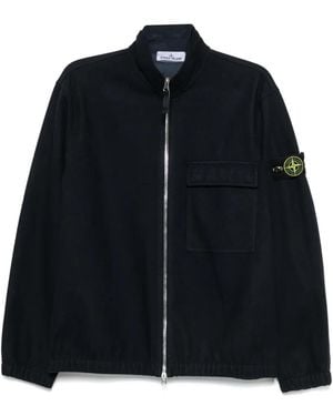 Stone Island Logo-Patch Zip-Up Jacket - Black