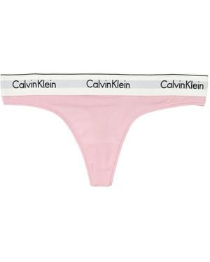 Calvin Klein Logo-Waistband Thong - Pink