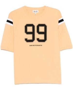 Baum und Pferdgarten July Number-Print Striped T-Shirt - Natural