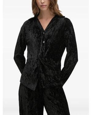 Joseph Ribkoff Textured Buttoned Blouse - Black