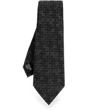 Giorgio Armani Logo-Jacquard Silk Tie - Black