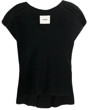 Aeron Hybrid V-Neck Top - Black