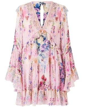 CAMILLA Robe Courte Swing À Fleurs - Pink