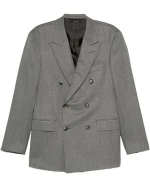 Tom Ford Double-Breasted Wool Blazer - Gray