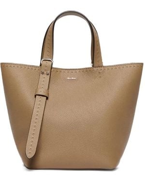 Max Mara Bolso bombonera con detalle de costuras - Neutro