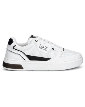 EA7 Premium Court Logo-Print Sneakers - White