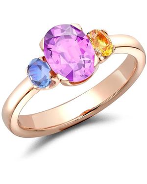 Pragnell 18Kt Rose Fancy Three-Stone Sapphire Ring - Pink