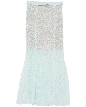 Self-Portrait Belted Lace-Overlay Mini Skirt - White