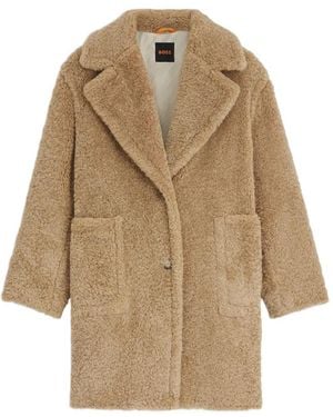 BOSS Teddy Coat With Adjustable Collar - Natural