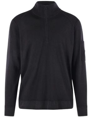 C.P. Company Lens-Detail Quarter-Zip Jumper - Blue