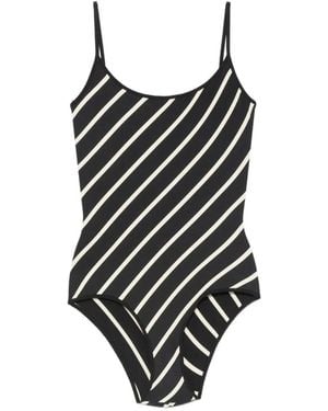 Laura Urbinati Diagonal-Stripe Swimsuit - Black