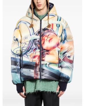 Undercover Printed Hooded Down Jacket - Gray