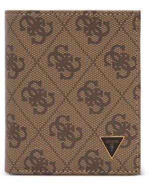 Guess Milano Monogram-Print Logo-Plaque Wallet - Brown