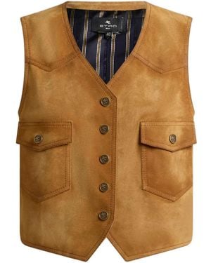 Etro Pocket Suede Waistcoat - Brown