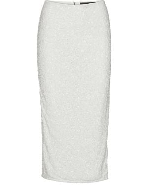 ROTATE BIRGER CHRISTENSEN Sequin-Embellished Midi Pencil Skirt - White