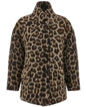 Alberto Biani Animal-Print Coat - Grey
