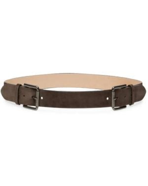 Max Mara Suede Double-Buckle Belt - White