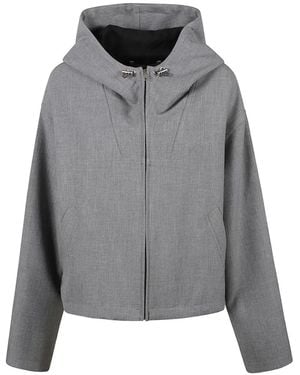 IRO Maureen Hooded Zip-Up Cropped Jacket - Grey