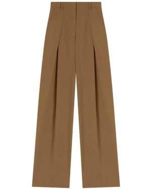 RETORI Pantalon En Laine Vierge À Plis - Natural