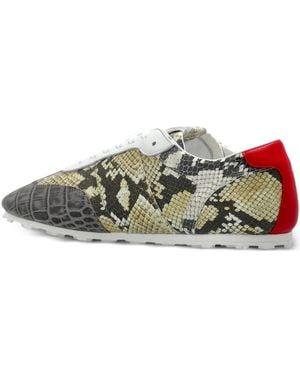 Marni Crocodile-Effect Trainers - Grey