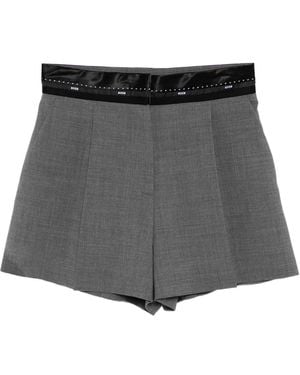 MSGM Logo-Waistband Shorts - Gray