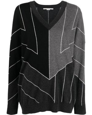 Stella McCartney ストライプ Vネックセーター - ブラック