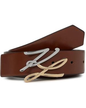 KARL LAGERFELD K/Autograph Reversible Belt - Brown