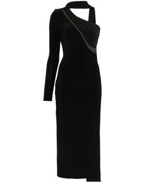 Nissa Crystal-Embellished Asymmetric Maxi Dress - Black