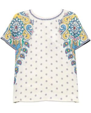 Etro Paisley Print Silk Blend Top - Blue