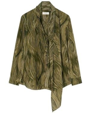 RETORI Printed Scarf-Detail Blouse - Green