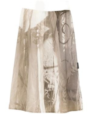 agnès b. Floral-Print Midi Skirt - Natural