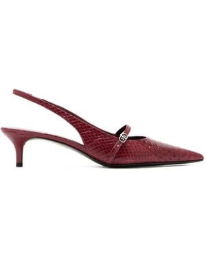 Tory Burch Double T Snakeskin-Effect Pumps - Pink