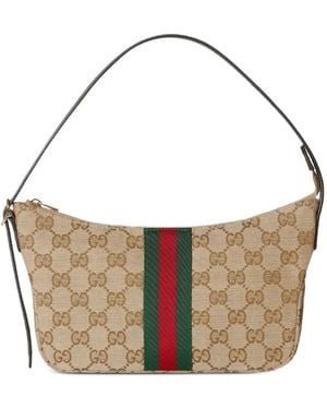 Gucci Small Lunetta Gg Canvas Shoulder Bag - White