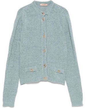 Twinset Cardigan Con Bottoni Con Logo - Blu