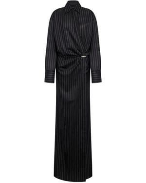 Dondup Pinstripe Wrap-Style Maxi Dress - Black