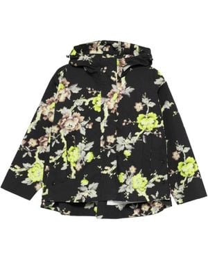Psophia Floral-Print Hooded Jacket - Black