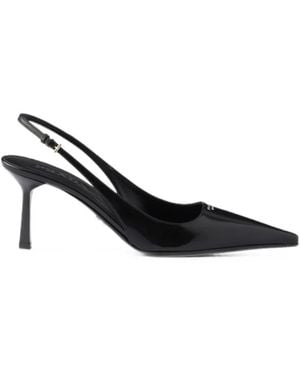 Prada Brushed Leather Slingback Pumps - Black