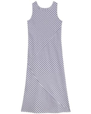 Baserange Larva Checked Maxi Dress - Blue