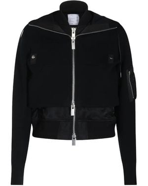 Sacai Kapuzenjacke Im Layering-Look - Schwarz