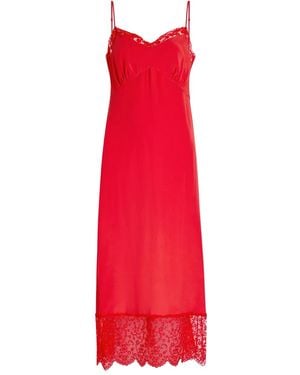 Simone Rocha Lace-Trim Midi Slip Dress - Red