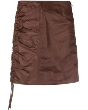Ganni Gathered Mini Skirt - Brown
