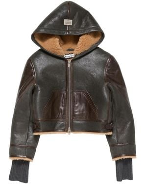 Acne Studios Hooded Leather Jacket - Black
