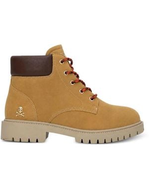 Philipp Plein Nubuck Leather Mid Boots Small Skull - Brown