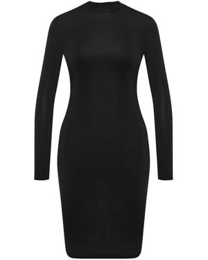 Maison Close Midi-Jurk Met Open Rug En Lange Mouwen - Zwart